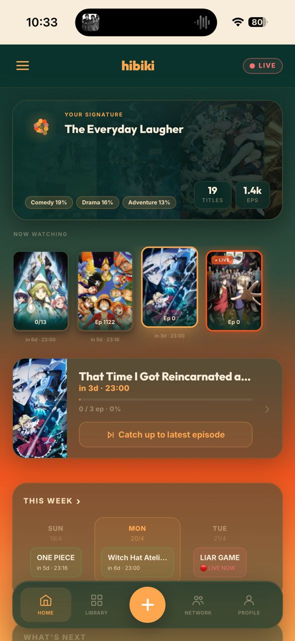 Anime quick-peek card with episode counter
