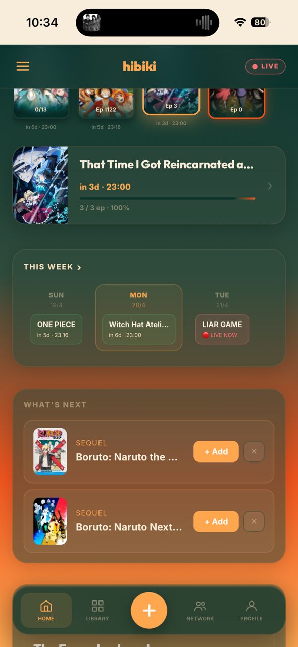 Week widget on home tab
